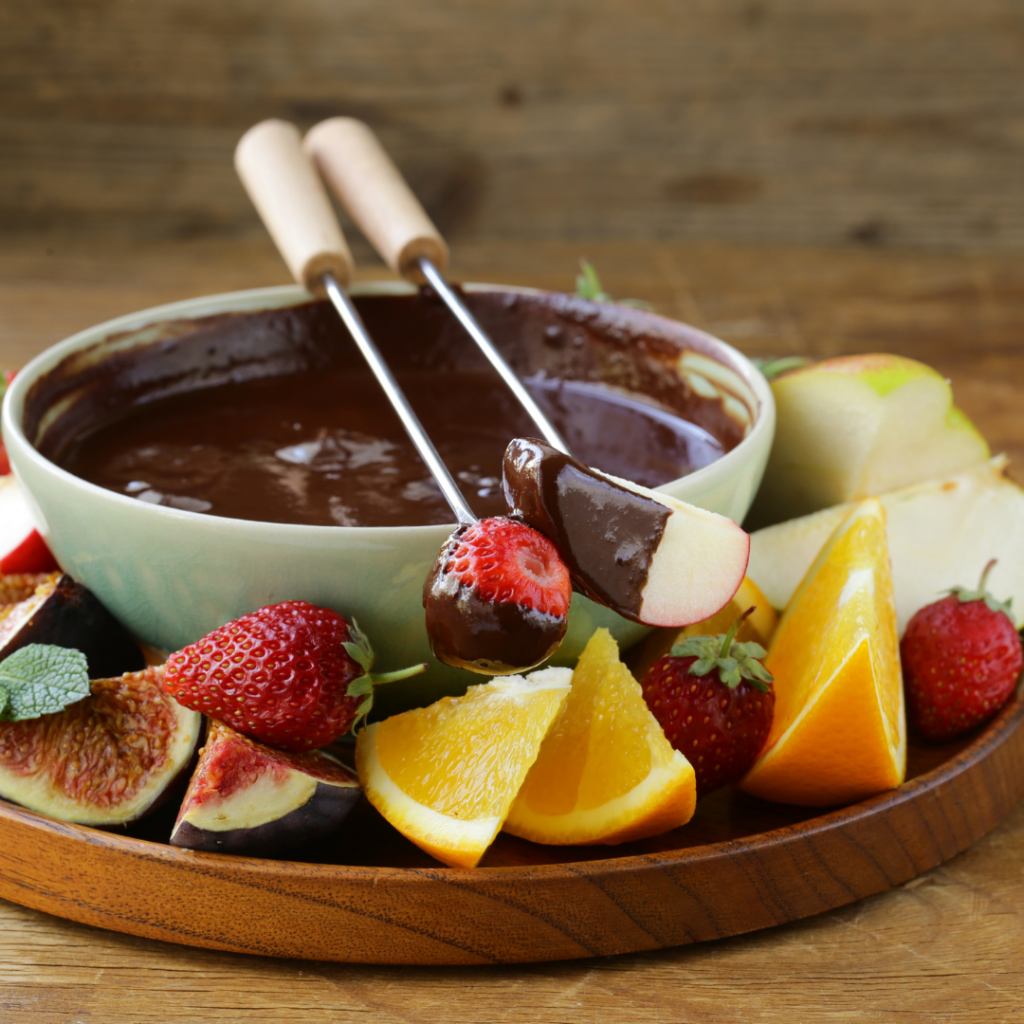 Serve chocolate fondue
